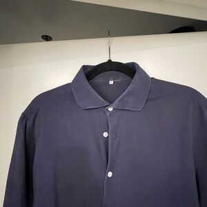 Men's Navy Blue Casual Button Down Shirt “The Hawkins” large